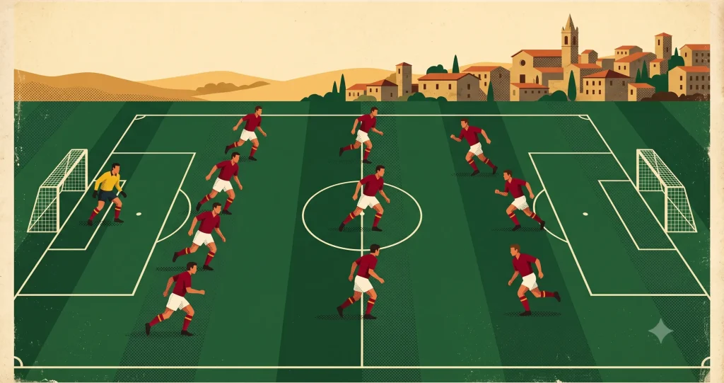 Futbol mevkileri: retro İtalyan sahasında tüm takımın pozisyonlara göre dizilişi